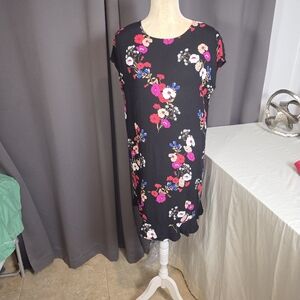 POPSUGAR Dress Womens L Pink Black Floral Mini